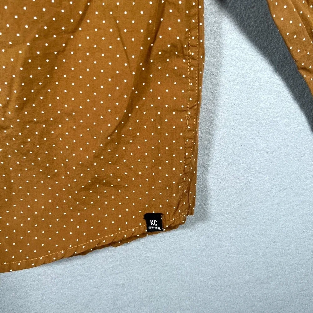 Kenneth Cole New York Shirt Boys‎ 14/16 Brown Polka Dot Pockets Casual Button Up